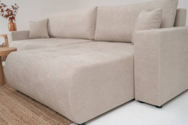 Ecksofa ARMARI mit Schlaffunktion Creme - Ecke davorstehend links