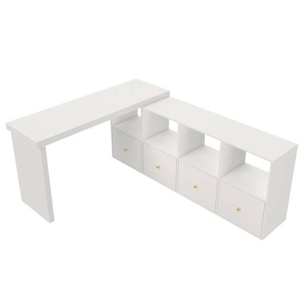 Hoekbureau CHANGLucy wit - plaatmateriaal op houtbasis - 140 x 78 x 120 cm