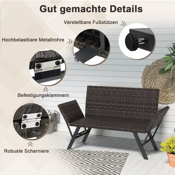 Gartenbank ZB34210SDDE Schwarz - Polyrattan - 59 x 89 x 178 cm