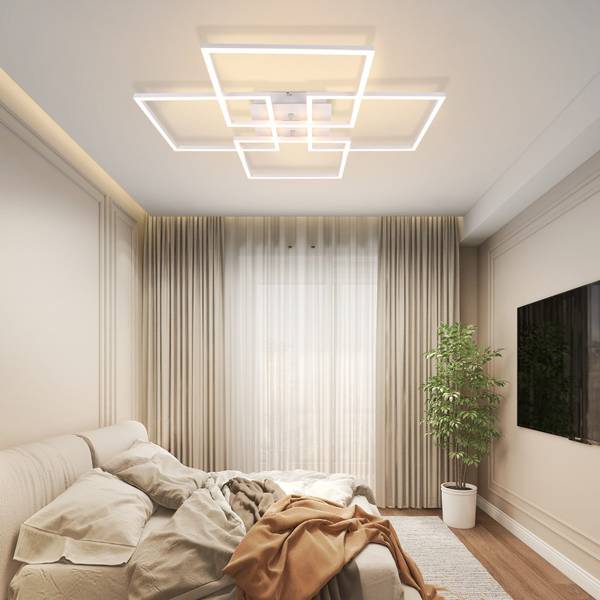 Plafonnier LED Wilkins Blanc - Métal - 73 x 8 x 73 cm