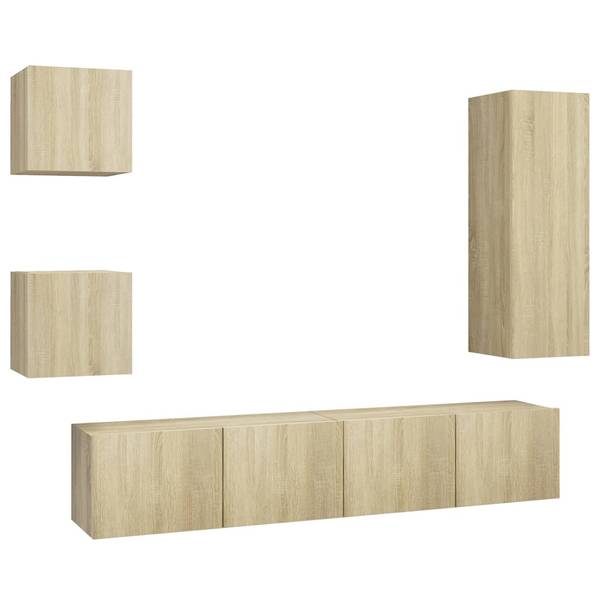 TV-Schrank 5er Set D584 Braun - Holzwerkstoff - 30 x 90 x 31 cm