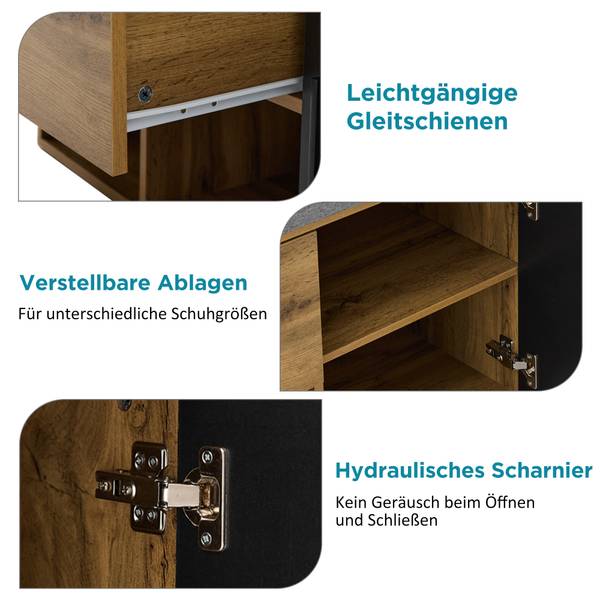 Garderoben-Set Cronus Ⅰ Braun - Eisen - Spiegelglas - 39 x 190 cm