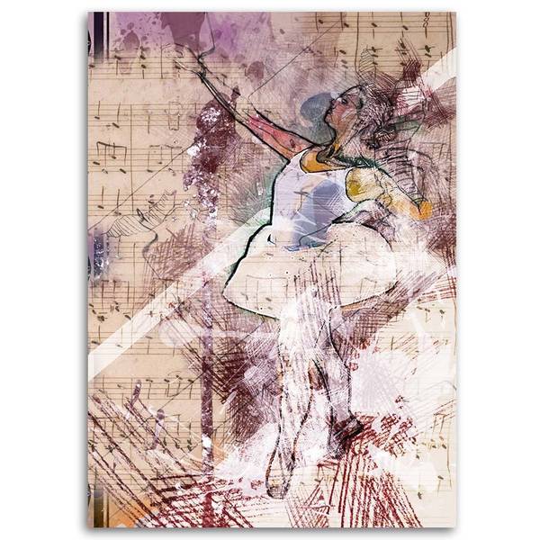 Tableau déco ballerine danse vintage 60 x 90 cm
