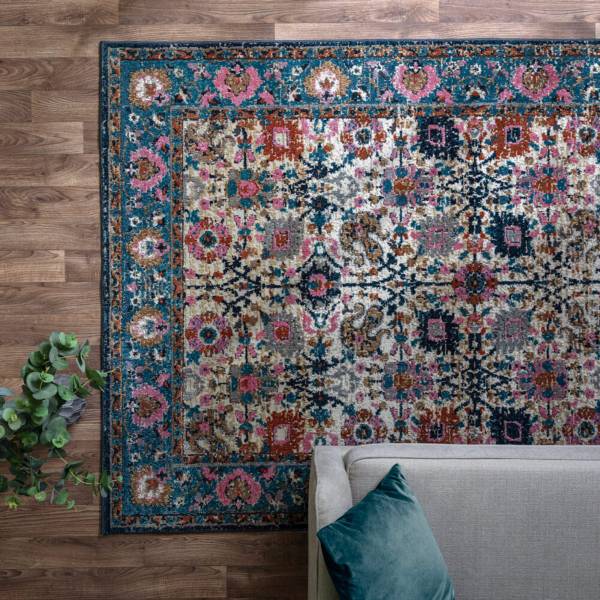 Wohnzimmerteppich im Orientstil SANAB Blau - Textil - 190 x 1 x 290 cm
