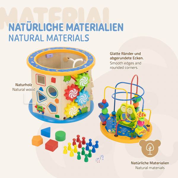 Multifunktions Motorikwürfel 8 in 1 Samt - 25 x 20 x 25 cm