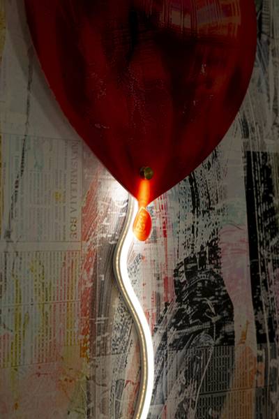 Canvas schilderij Heart deels massief hout - 4 x 90 x 60 cm
