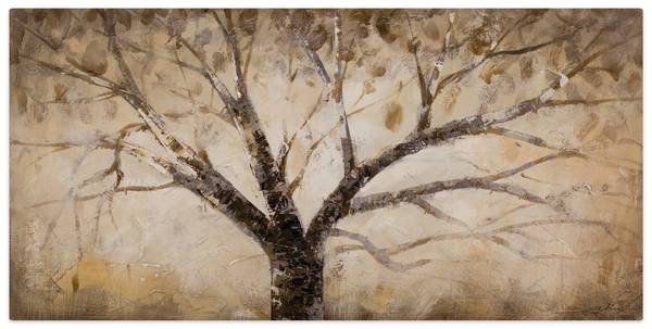 Acrylbild Handgemalt Wald & Bäume Nuh Weiß - Baumwollstoff - 120 x 60 x 4 cm