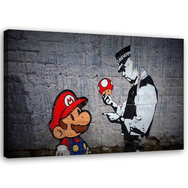 Wandbild polizist und spielfigur 90 x 60 cm