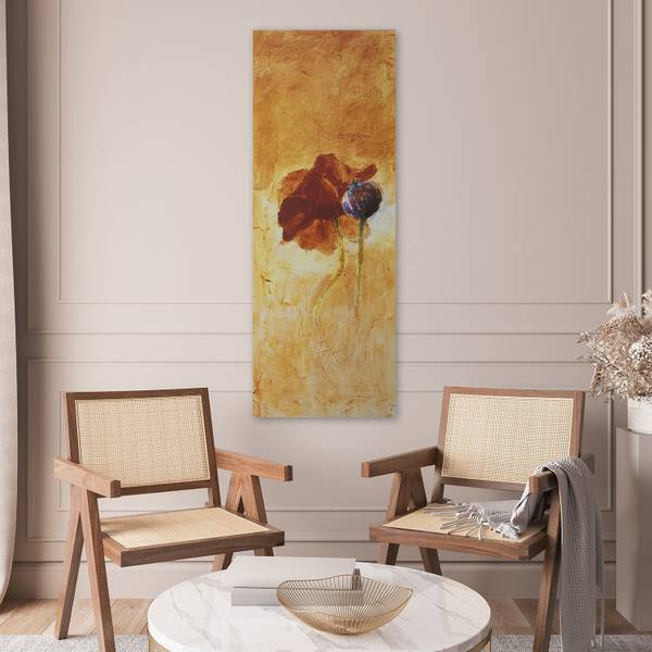 Tableau déco fleur de pavot peinte 40 x 120 cm