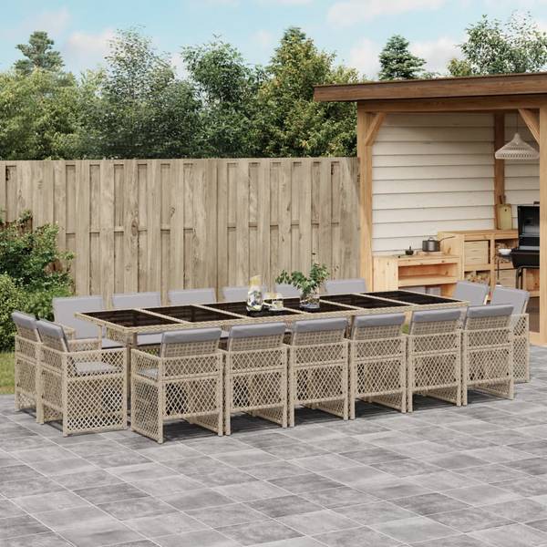 Salle à manger 3033275-5 lot de 17 Beige - Gris - Polyrotin - 106 x 73 x 330 cm
