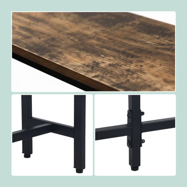 Breiter Konsolentisch Industrial Design Schwarz - Braun - Eisen - 160 x 81 x 20 cm