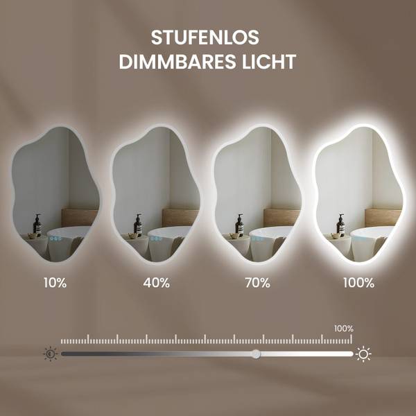 LED Dekospiegel Bad LM1496C Silber - Glas - 60 x 90 x 3 cm