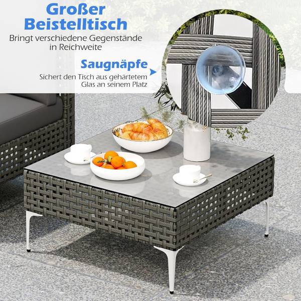 Gartenmöbel Set TI96289SDDE(3-tlg.) Grau - Polyrattan