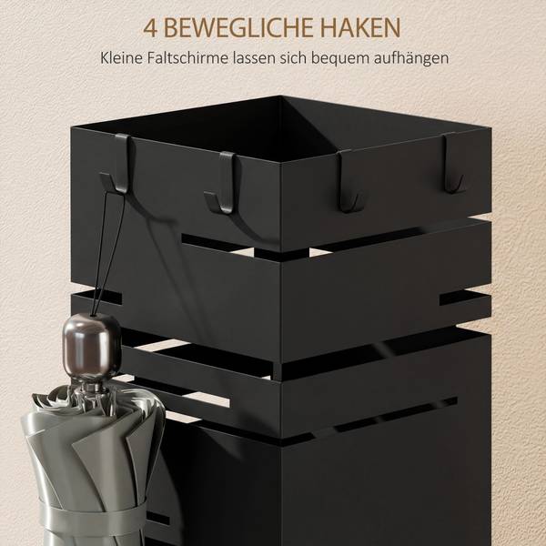 Regenschirmständer 837-725V00BK Schwarz - Metall - 16 x 49 x 16 cm