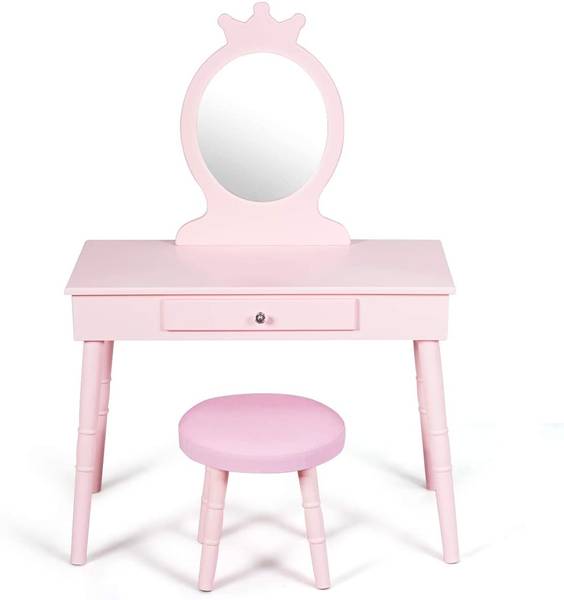 Kinder Schminktisch mit Hocker Pink - Holzwerkstoff - 34 x 100 x 70 cm