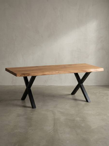 Couchtisch SANABRIA mit X-Gestell Braun - Akazie - 120 x 46 x 60 cm