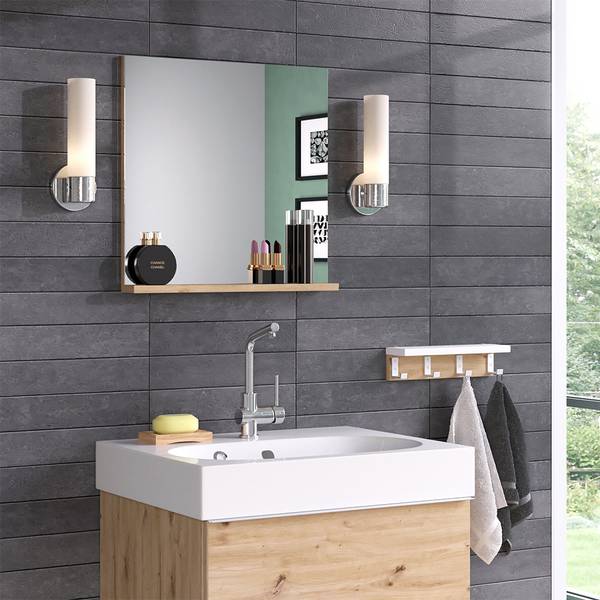 Badezimmerspiegel Henri 40821 Weiß - Glas - 50 x 52 x 8 cm
