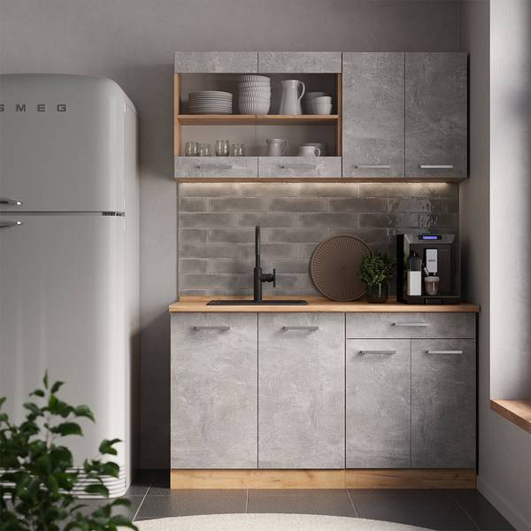 Keukenfront R-Line 37452 grijs - plaatmateriaal op houtbasis - 30 x 196 x 2 cm