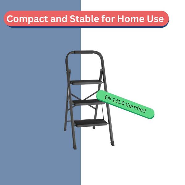 Stehleiter Domu Schwarz - Metall - 45 x 102 x 70 cm