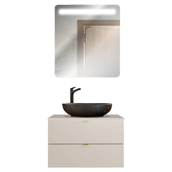 Badmöbel-Set DURANGO-56-164 2er-Set Beige - Holzwerkstoff - 81 x 200 x 47 cm