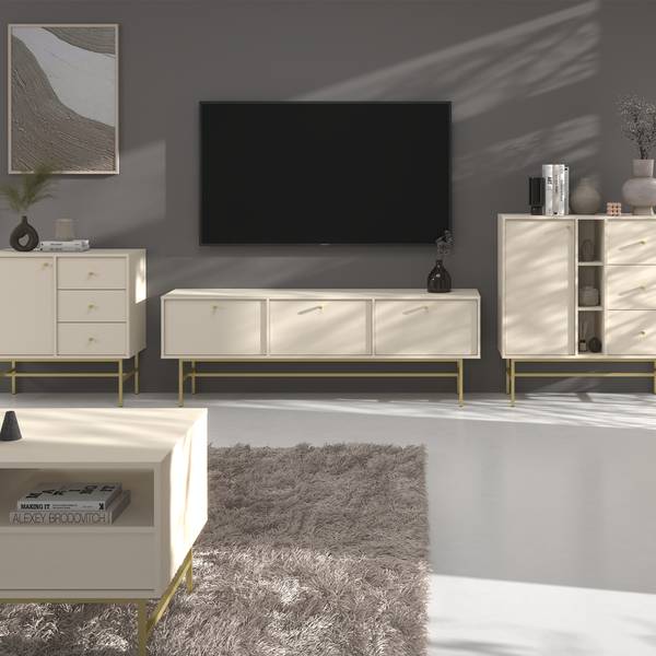 TV-Lowboard FLOREN III grijs - plaatmateriaal op houtbasis - 180 x 63 x 41 cm