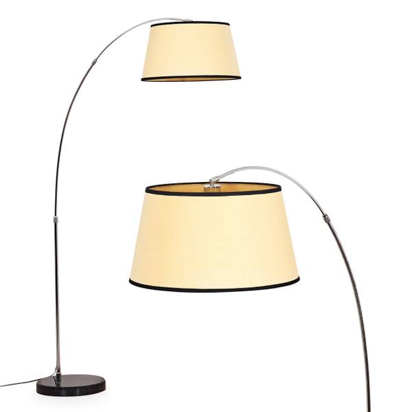 Stehlampe Tamarispa Beige - Schwarz - Webstoff - Aluminium - Marmor - 45 x 170 x 120 cm