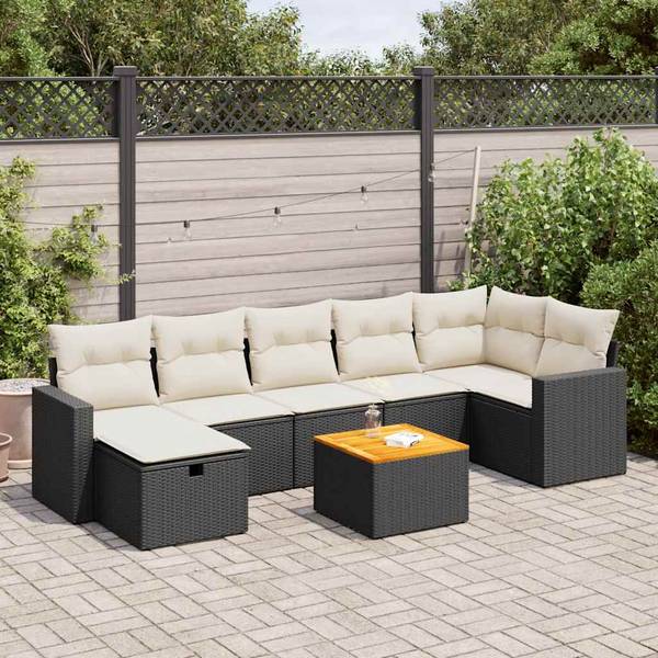 Tuin Bankstel 3036504-3 set van 8 zwart - crèmekleurig