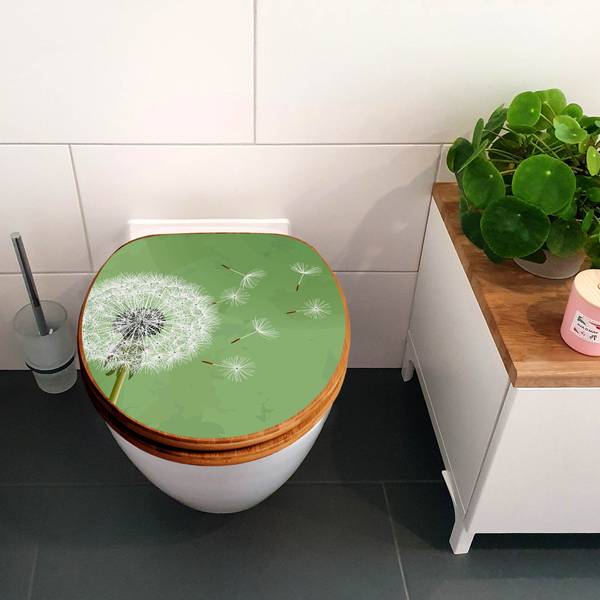 WC-Sitz mit Absenkautomatik Pusteblume 3 Grün - Bambus - Holzwerkstoff - 38 x 5 x 49 cm