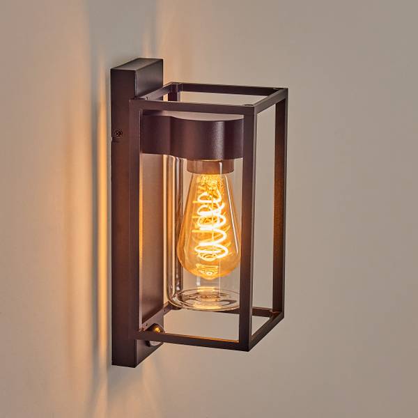 Außenwandleuchte Laterza Schwarz - Durchsichtig