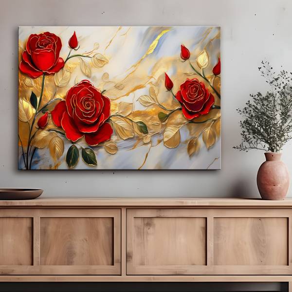 Wandbild rosen blumen marmorhintergrund 120 x 80 cm