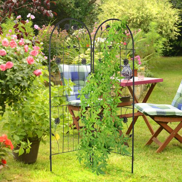 Grille tuteur plante lot de 2, 150 cm Noir - Fer - 50 x 150 x 2 cm