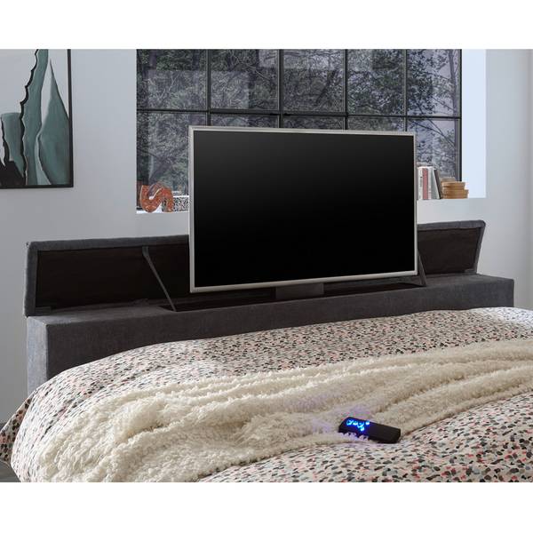 Boxspringbett DURAZNO-09-3 Grau - Holzwerkstoff - 202 x 123 x 240 cm