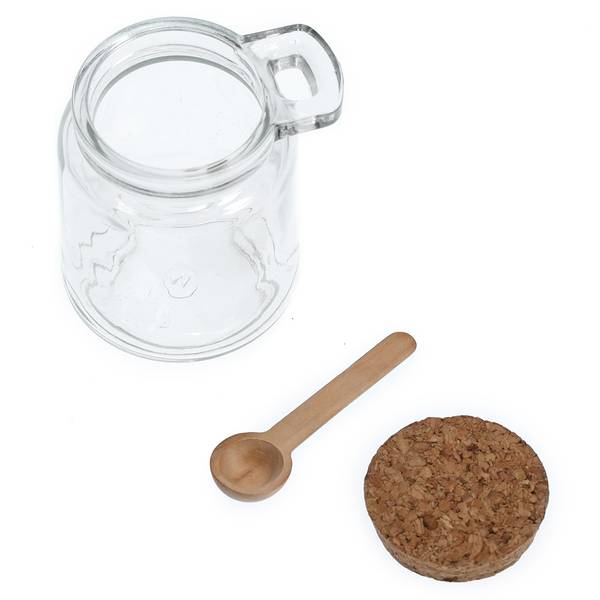Vorratsglas m. Löffel u. Korkdeckel Glas - 8 x 11 x 8 cm