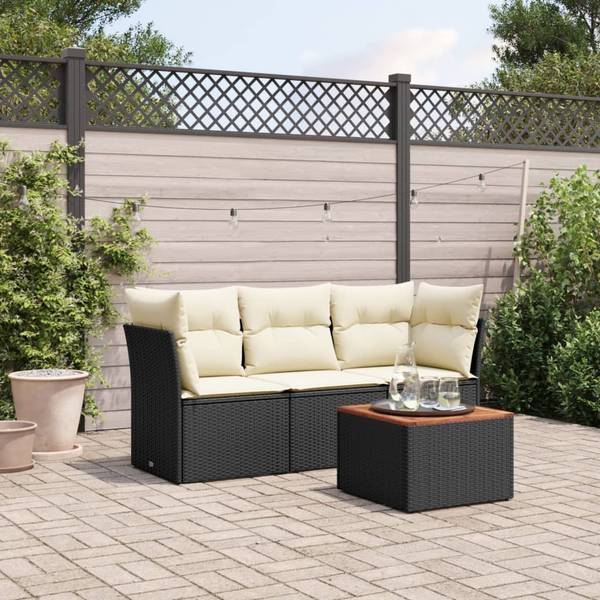 Garten Sofagarnitur 3034580 (4-teilig) Schwarz - Creme - Weiß