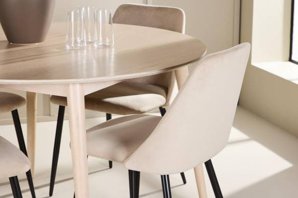 Essgruppe Flora 5-teilig Beige - Weiß - Polyester - Webstoff - 120 x 75 x 120 cm