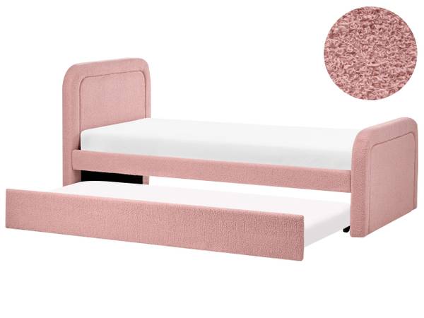 Bett RAYSSAC 3-tlg Pink - Naturfaser - 100 x 96 x 218 cm