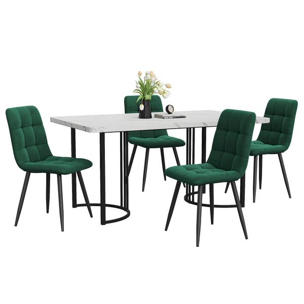 Esszimmer Set BB1773 5tlg Schwarz - Grün - Weiß