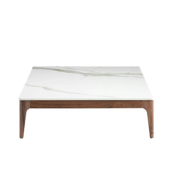 Couchtisch 2042 Braun - Weiß - Walnuss - Marmor - 100 x 30 x 100 cm