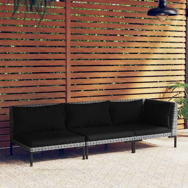 Garten-Lounge-Set 318607 (3-teilig) Grau - Polyester - Stahl - 70 x 61 x 70 cm