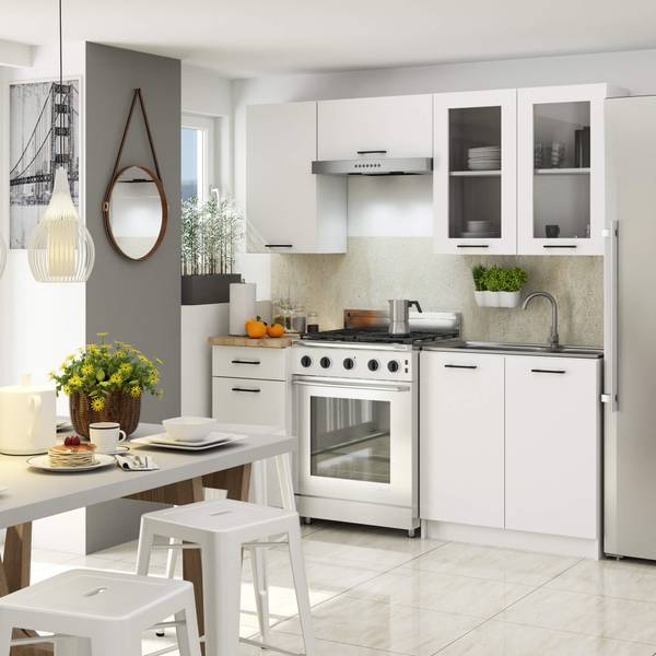 Küchenvitrine OLIWIA Weiß - Klarglas - 80 x 72 x 31 cm