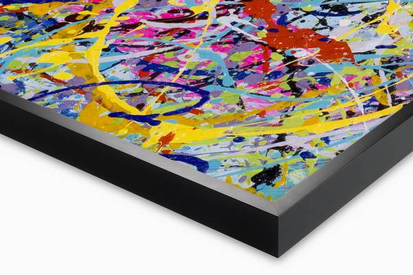 Acrylbild Handgemalt Action Painting Zap Baumwollstoff - 100 x 75 x 4 cm