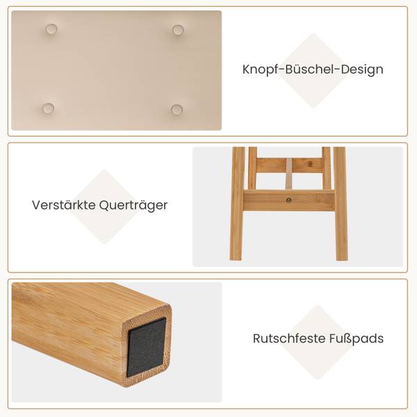 Sitzbank VH35923 Beige - Bambus - 30 x 50 x 100 cm
