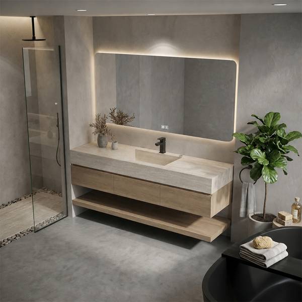 Waschbecken NF1798-120K 5er Set Braun - Glas - 55 x 15 x 120 cm