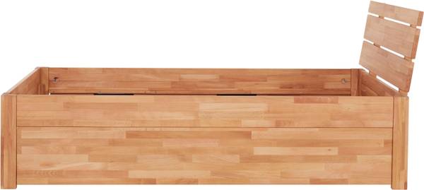 Massivholzbett Ema mit Bettkasten Braun - Wildeiche - 90 x 48 x 200 cm