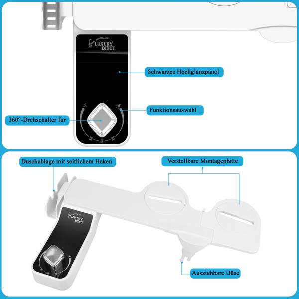 Bidet-Einsatz für Toilette EB101 Weiß - Kunststoff - 16 x 10 x 31 cm