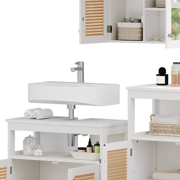 Badmöbel-Set Rosario 40451, 3er Set Weiß - Holzwerkstoff - 60 x 60 x 30 cm