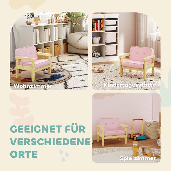Kindersessel 310-086V00PK Pink - Cord - 44 x 45 x 47 cm