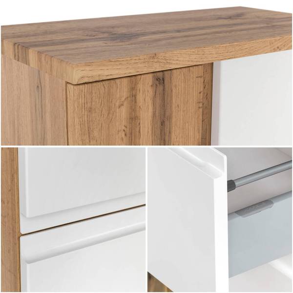 Badmöbel-Set VASTO-03-44 3er-Set Weiß - Spiegelglas - 165 x 200 x 35 cm