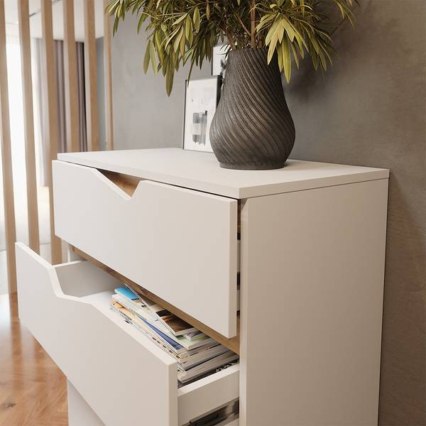 Kommode Marelle 57845 Asteiche Dekor - Reinweiß