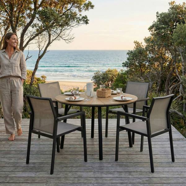 Gartenmöbel Set  AGAPE/WINDY 5er Set Grau - Aluminium - 120 x 75 x 120 cm